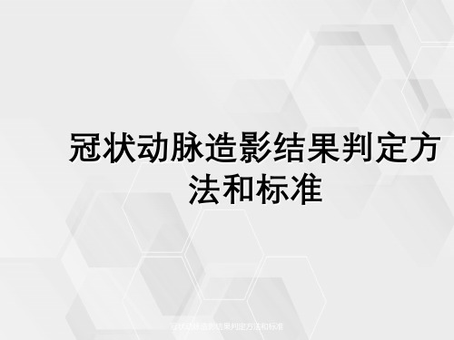 冠状动脉造影结果判定方法和标准