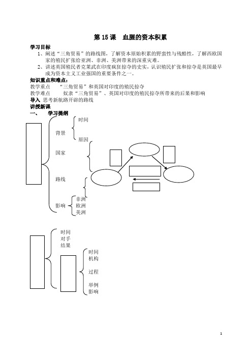 人教版导学案九年级上册15课 血腥的资本积累