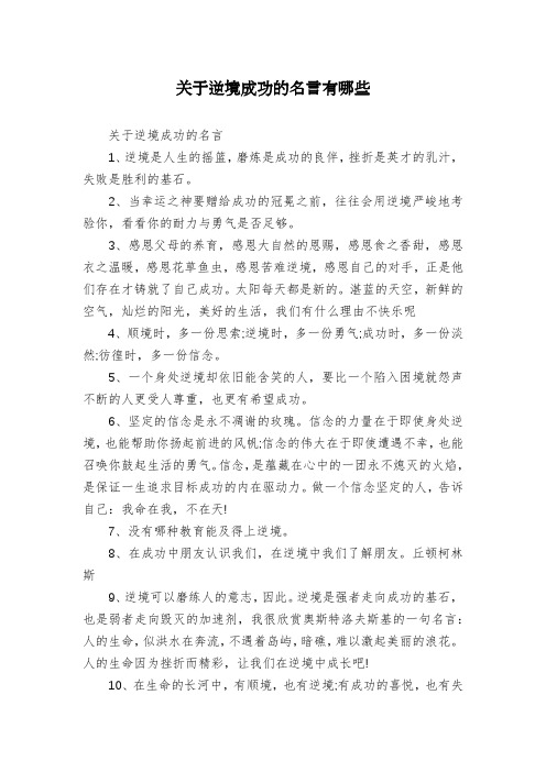 关于逆境成功的名言有哪些