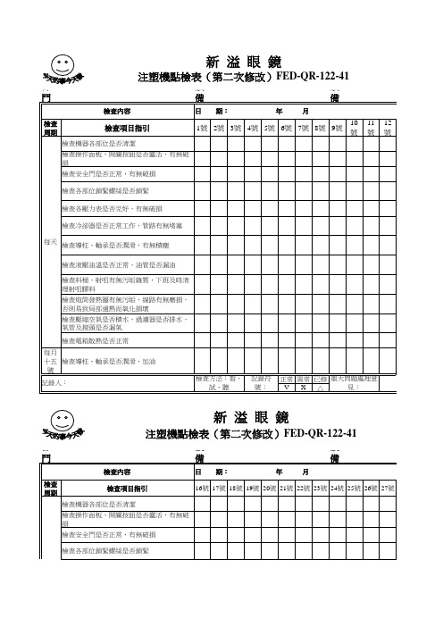 注塑机点检表