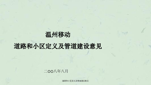 道路和小区定义及管道建设意见课件