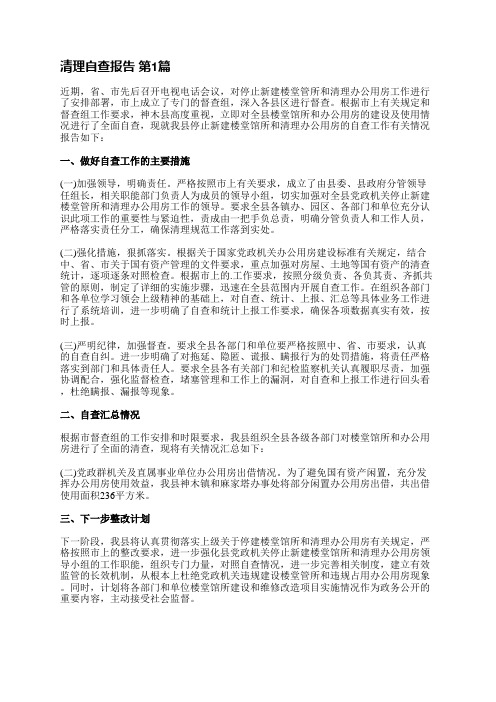 清理自查报告(汇总7篇)