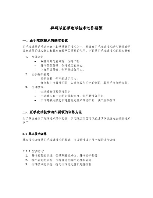 乒乓球正手攻球技术动作要领