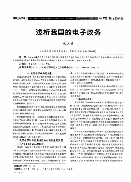 浅析我国的电子政务