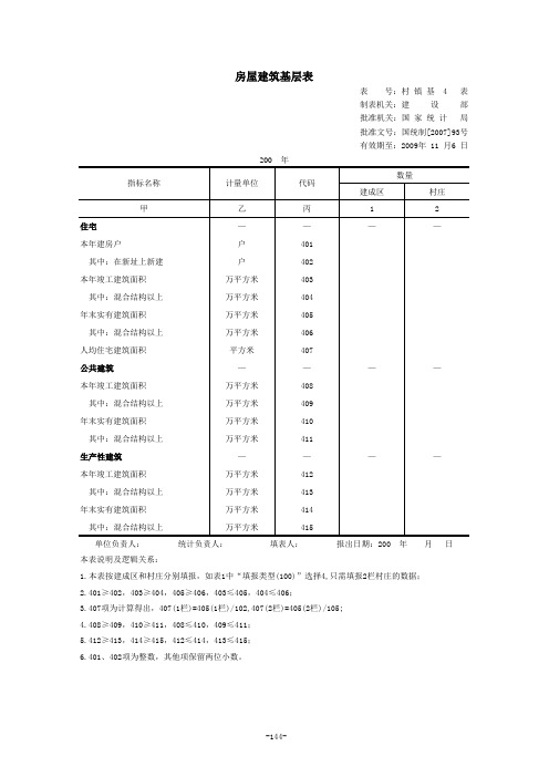 村镇基层表(2007版)