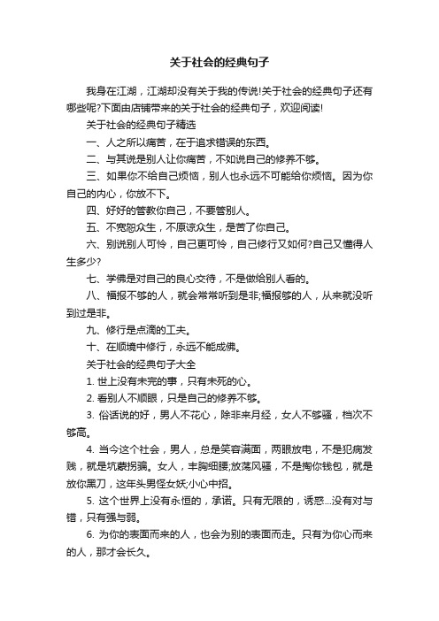 关于社会的经典句子