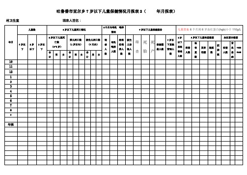 村级妇幼月报表