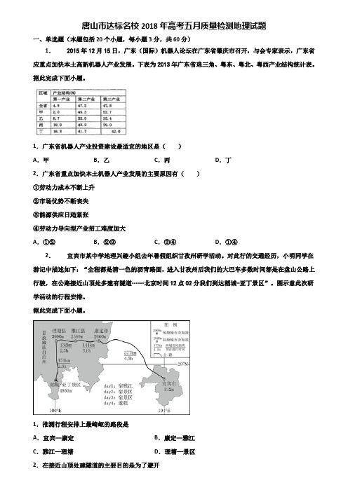 唐山市达标名校2018年高考五月质量检测地理试题含解析