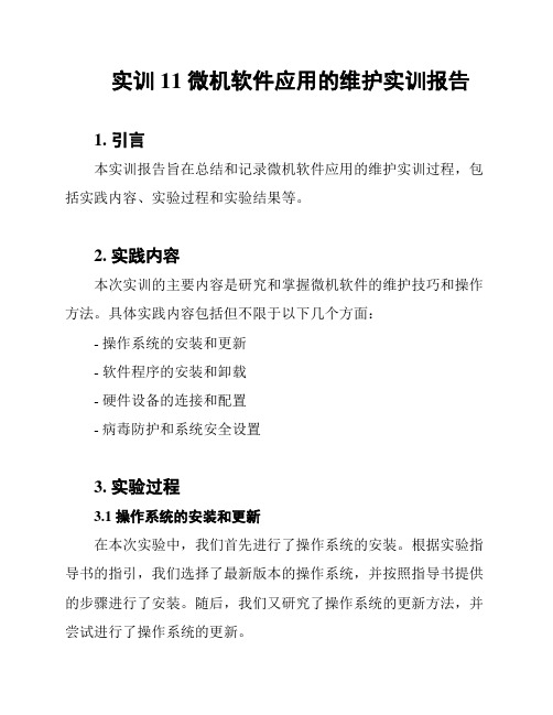 实训11 微机软件应用的维护实训报告