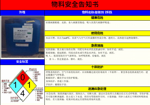 膨胀剂—MSDS危险化学品物料安全告知书