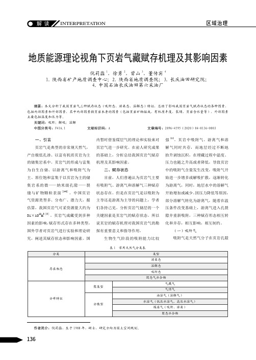 地质能源理论视角下页岩气藏赋存机理及其影响因素