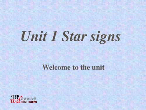 9AUnit1Welcometo the unit课件