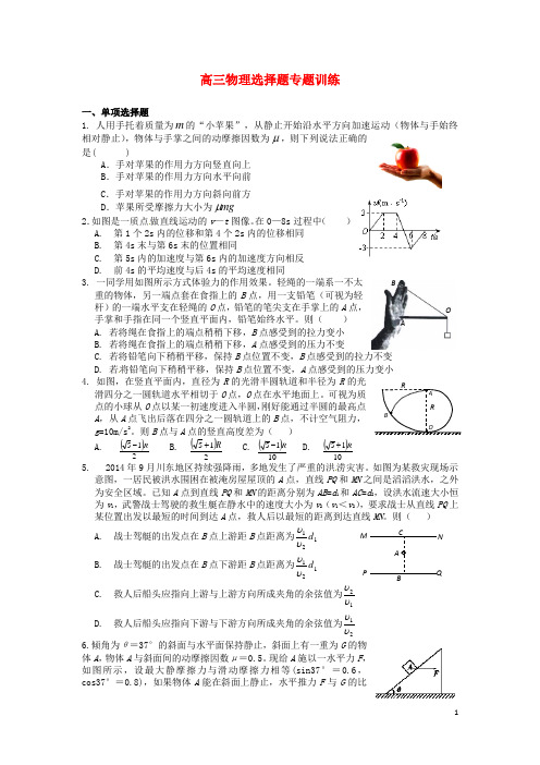 江西师范大学附属中学2015年高考物理选择题专项练习