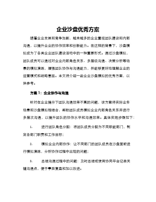 企业沙盘优秀方案