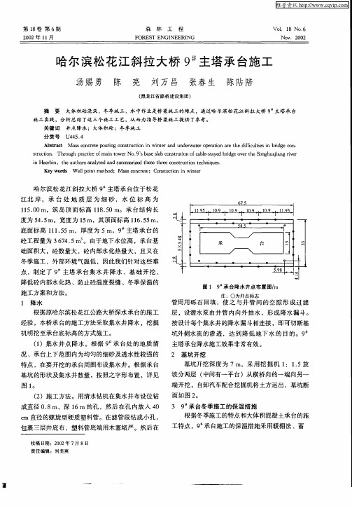 哈尔滨松花江斜拉大桥9 #主塔承台施工