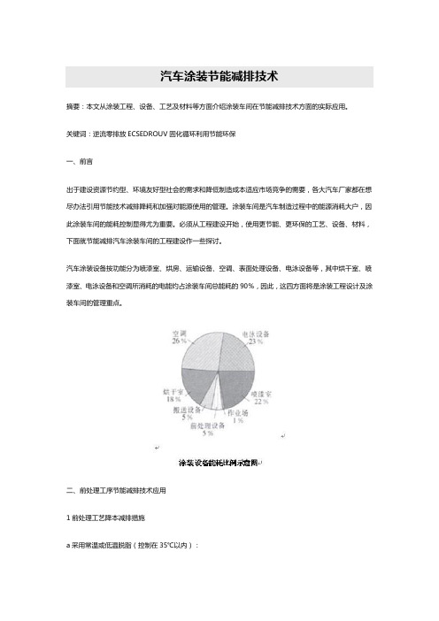 汽车涂装节能减排技术