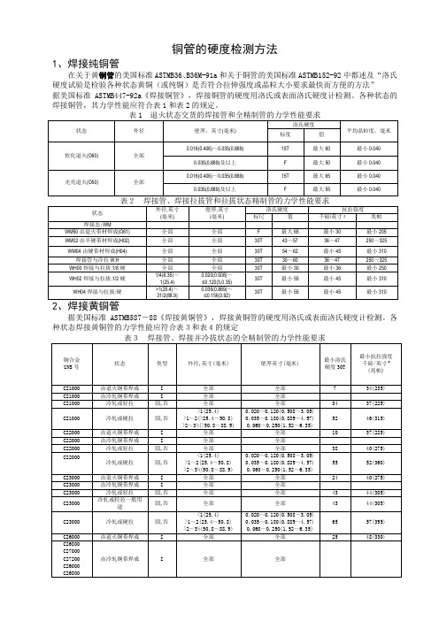 铜管的硬度检测方法