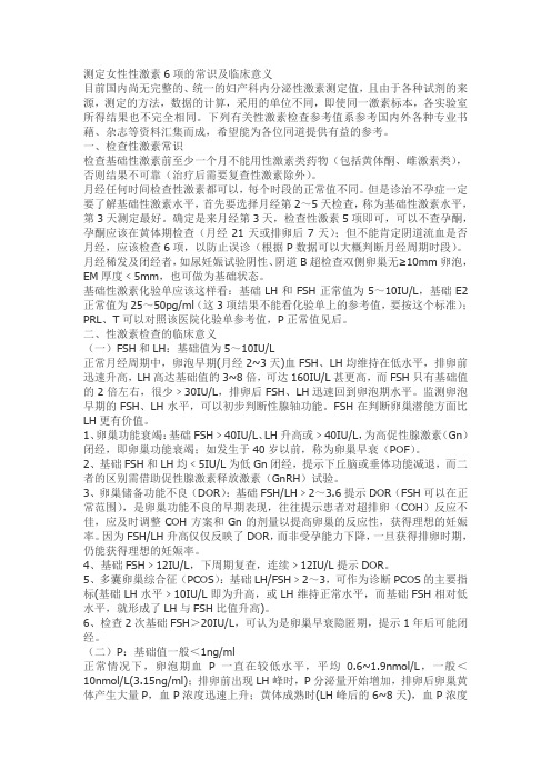 测定女性性激素6项的常识及临床意义