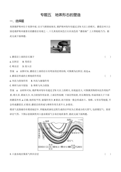 高考地理  专题五地表形态的塑造   专题检测