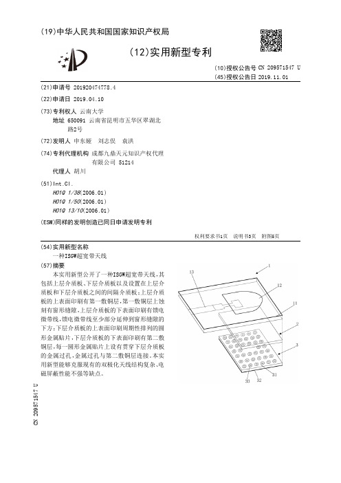 【CN209571547U】一种ISGW超宽带天线【专利】