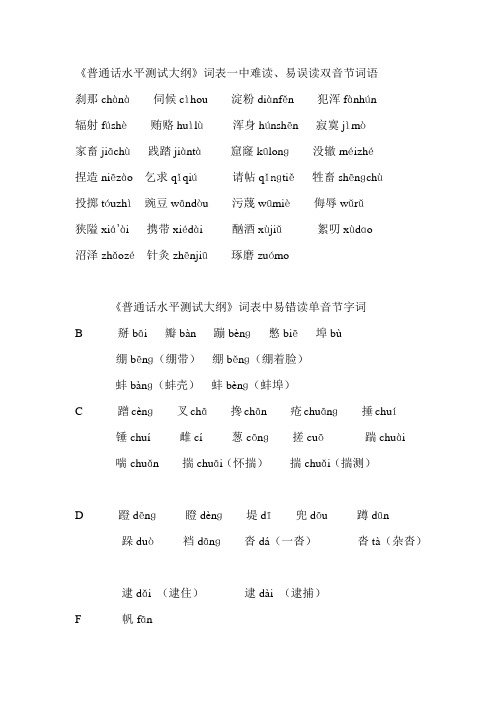 普通话水平测试大纲
