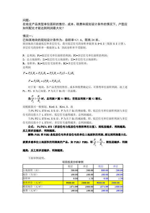 房地产户型配比的利润最大化