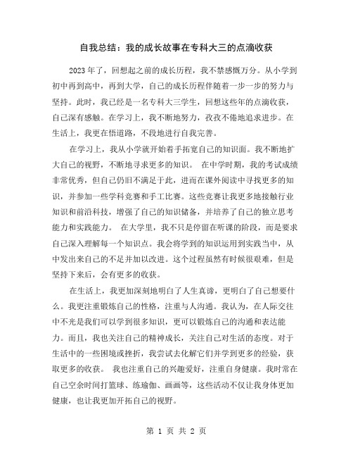 自我总结：我的成长故事在专科大三的点滴收获