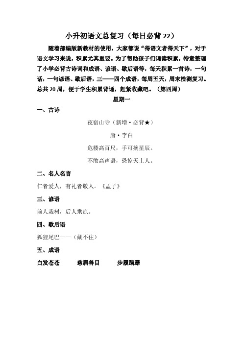 小升初语文总复习(每日必背22)