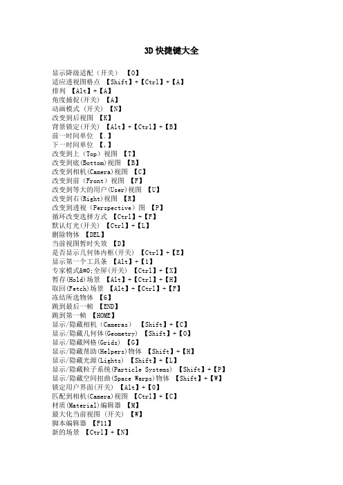 3D快捷键大全
