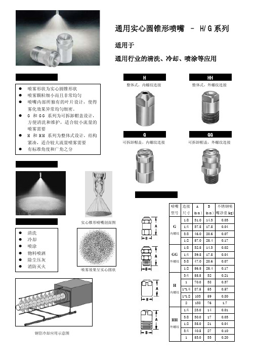 通用实心圆锥形喷嘴