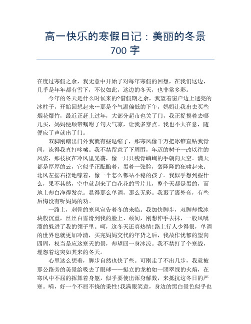 高一快乐的寒假日记：美丽的冬景700字