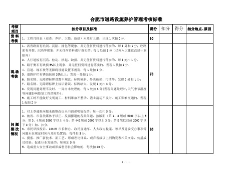 合肥市道路设施养护管理考核标准