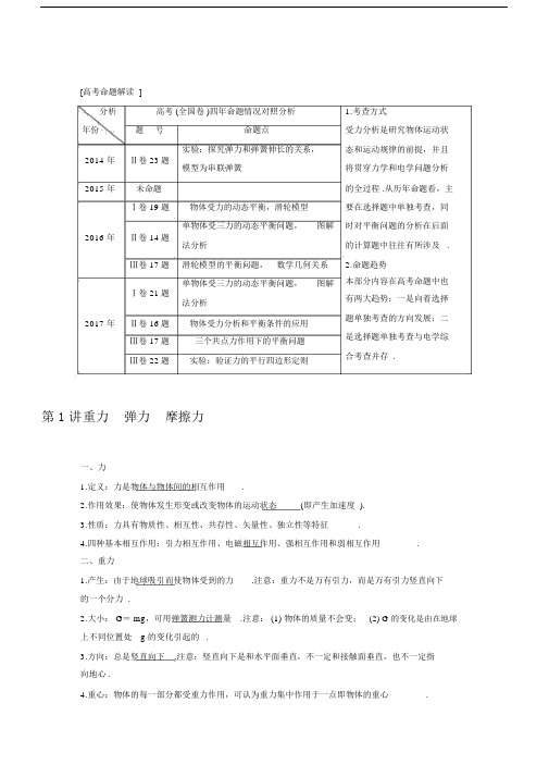 高中物理专题第二章重力弹力摩擦力.docx