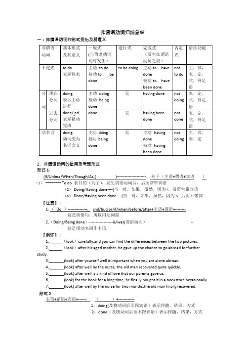 非谓语动词归纳总结(可编辑修改word版)