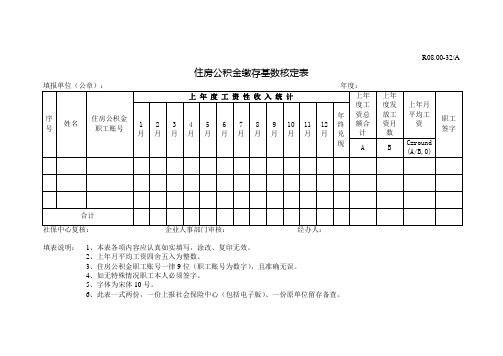 19  住房公积金缴存基数核定表