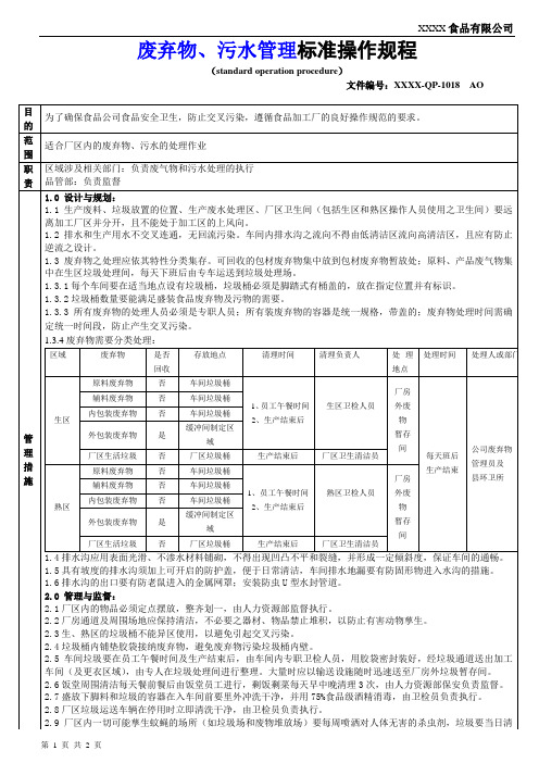 QP1018 废弃物、污水管理(SOP)