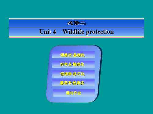 《快乐考生》2014届高考英语一轮复习(理教材 析考点 悟规律 赢高考)必修2-4Wildlife protection共73张)