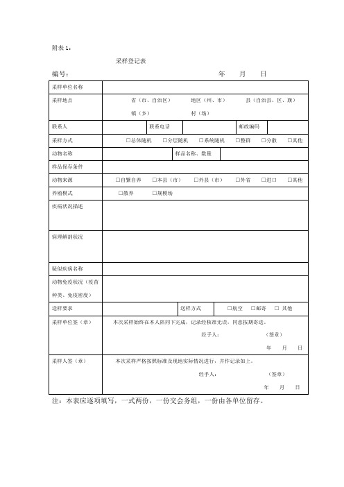 采样登记表