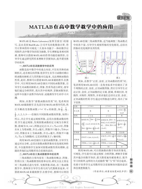 MATLAB在高中数学教学中的应用