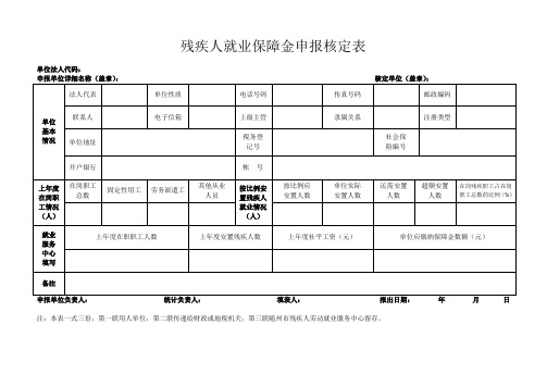 残疾人就业保障金申报核定表