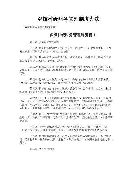 乡镇村级财务管理制度办法