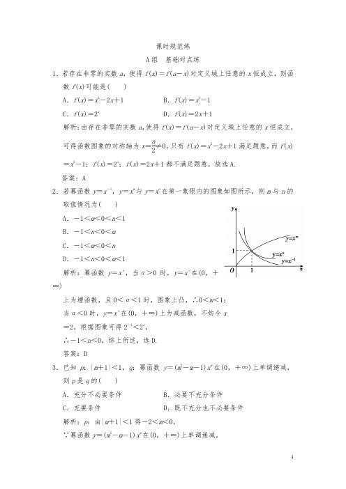 2020届高考数学(文)总复习：第二章  第六节  幂函数、二次函数