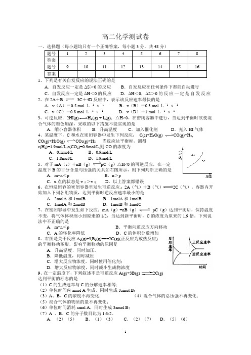 选修4月考试卷