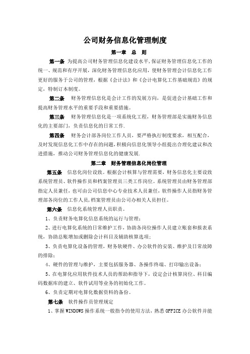 公司财务信息化管理制度