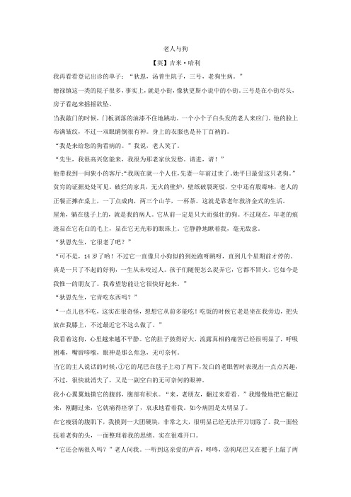 老人与狗阅读题