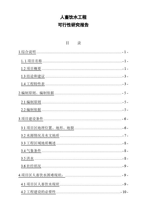 人畜饮水工程 可行性研究报告