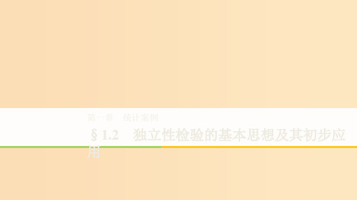 高中数学 第一章 统计案例 1.2独立性检验的基本思想及其初步应用同步 新人教A版选修1 -2