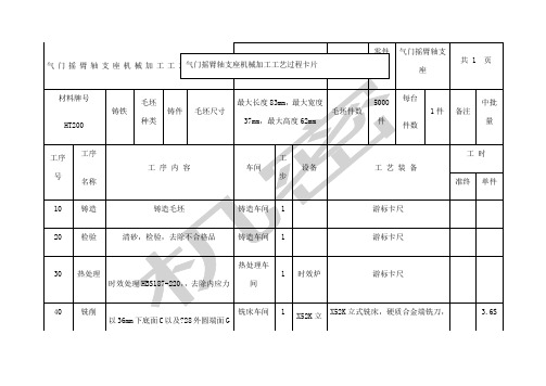 气门摇臂轴支座的机械加工工艺过程卡片