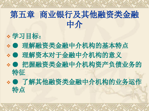 人大经济金融课件 金融中介学课件 第五章