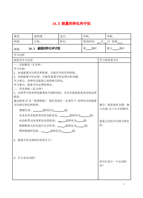 湖南省望城县金海双语实验学校九年级物理全册 14.3 能